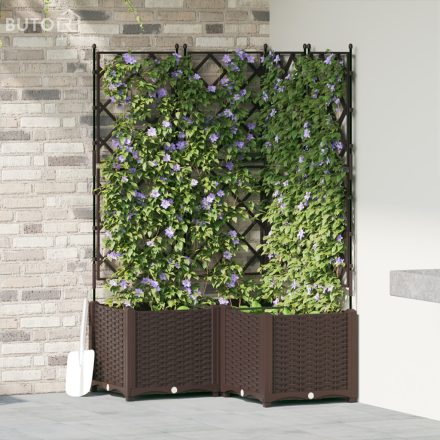 vidaXL Cserép Támasszal 3 db Barna 80x80x143 cm