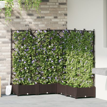 vidaXL Kerti Virágágyás Trellis-szel 5 db Barna 120x120x125,5 cm