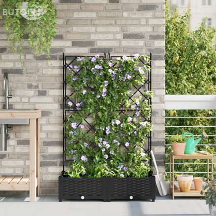 vidaXL Trellis-es Ültető 2 db Fekete 80x40x125.5 cm