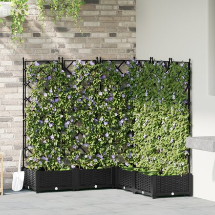 vidaXL Kert Virágcserép Trellisszel 5 db Fekete 120x120x125.5 cm