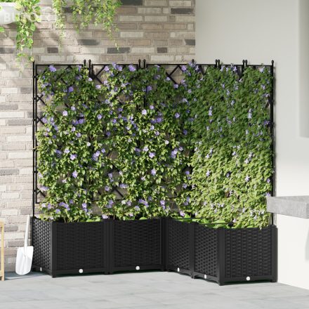 vidaXL Kertész láda rácsos elemmel 5 db Fekete 120x120x143 cm
