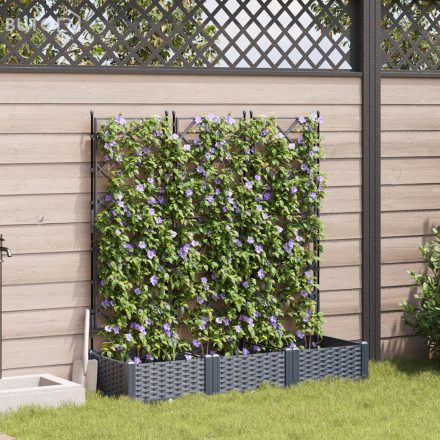 vidaXL Kerti Cserép Trellis-szel 3 db Szürke 120x40x125.5 cm