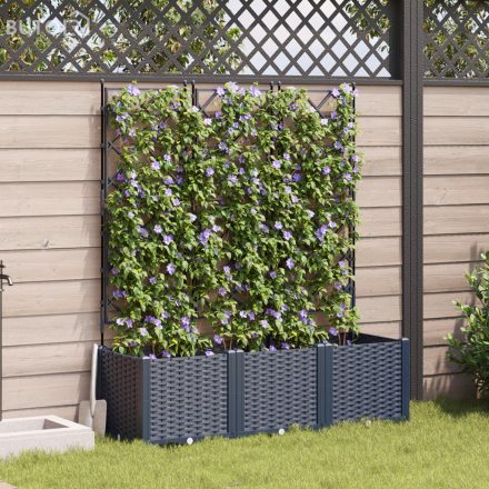 vidaXL Trellis-szel ellátott cserép 3 db Szürke 120x40x143 cm