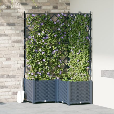 vidaXL Kertcserép Trellisszel 3 db Szürke 80x80x143 cm