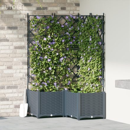 vidaXL Rácsos Kerti Cserép 3 db Világosszürke 80x80x143 cm