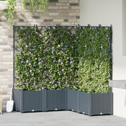 vidaXL Kert Virágcserép Trellis-szel 5 db Világosszürke 120x120x143 cm