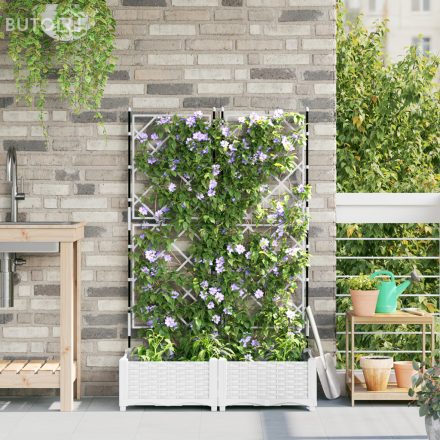 vidaXL Trellises Kert Cserép 2 db Fehér 80x40x125,5 cm