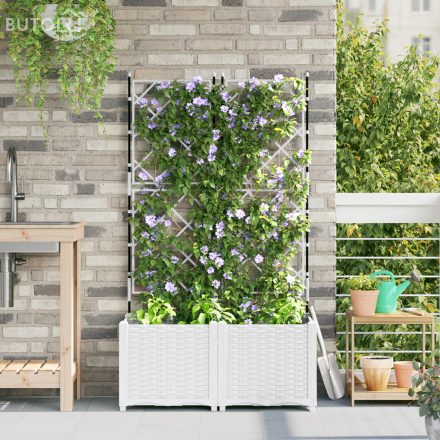 vidaXL rácsos kert cserép 2 db Fehér 80x40x143 cm