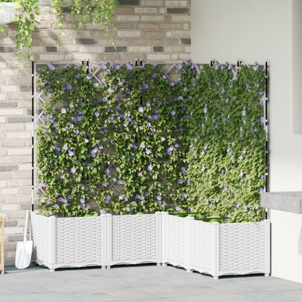 vidaXL Kertészeti Beültető Trellisszel 5 db Fehér 120x120x143 cm
