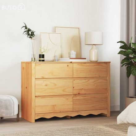 vidaXL Fiókos Szekrény fiókkal Barna 111 x 43 x 73.5 cm Tömör fenyőfa