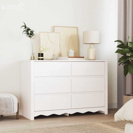 vidaXL Fiókos Szekrény fiókkal Fehér 111 x 43 x 73.5 cm Tömör fenyőfa