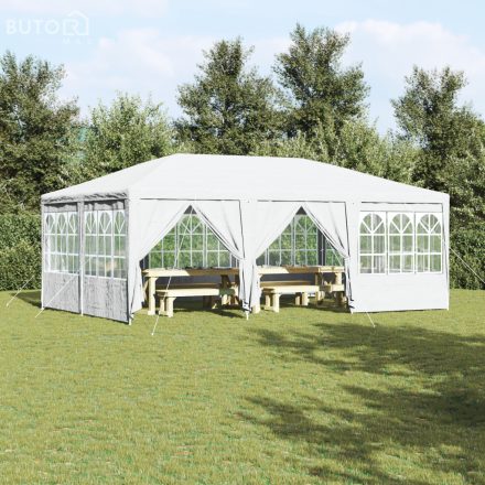 vidaXL Parti Pavilon 10 Oldalfallal - Fehér 6x4 m PE