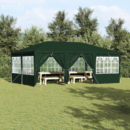 vidaXL Parti sátor 10 oldalfallal Zöld 6x4 m PE