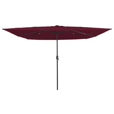 vidaXL Négyzet alakú Kerti Napernyő LED Fénnyel 295x245 cm Burgundi Vörös