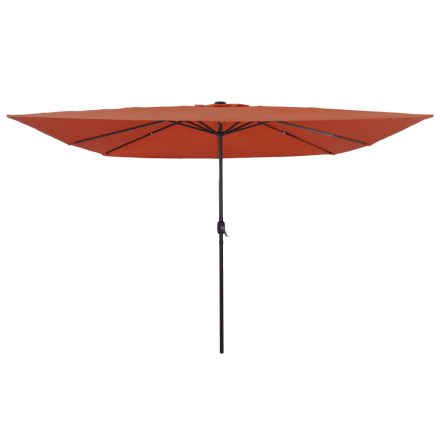 vidaXL Négyzet alakú Kerti Napernyő LED Fénnyel 295x245 cm Terrakotta
