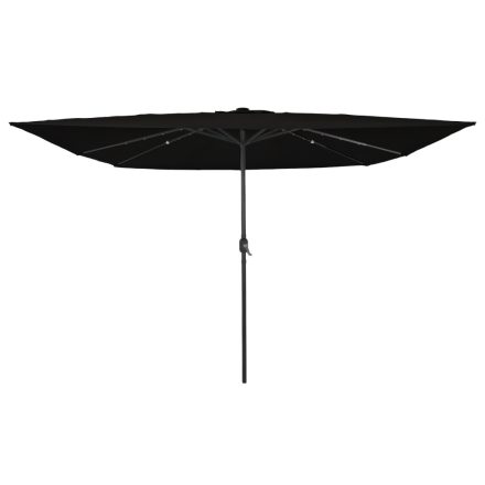 vidaXL Négyszögletű Kerti Napernyő LED Fényekkel 295x245 cm Fekete