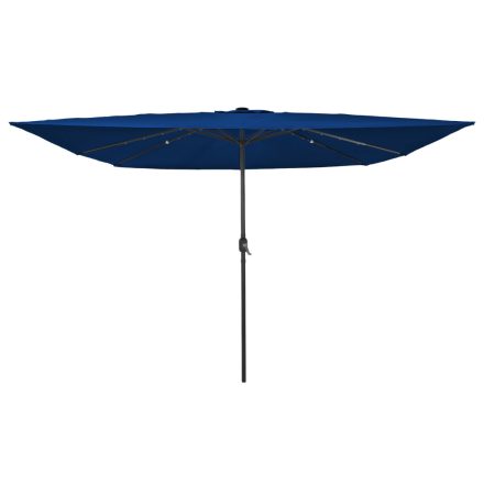 vidaXL Négyzet alakú Kerti Napernyő LED Fénnyel 295x245 cm Azúrkék
