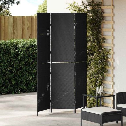 vidaXL Szobaelválasztó Összecsukható Fekete 146 x 180 cm polirattan