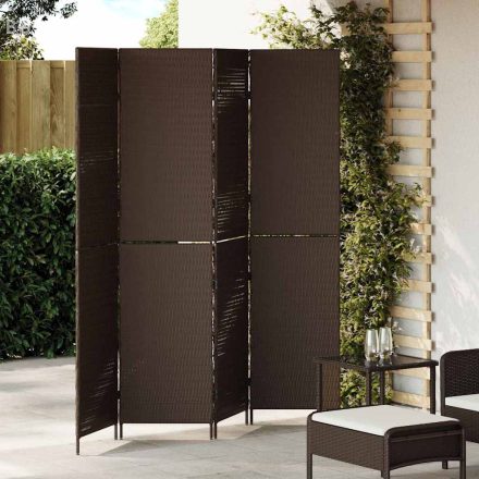 vidaXL Szobaelválasztó Összecsukható Barna 195 x 180 cm polirattan