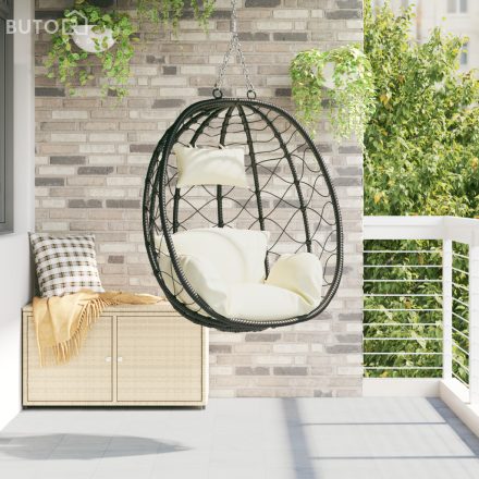 vidaXL Függő tojásfotel állvány nélkül Krém fehér Poli Rattan