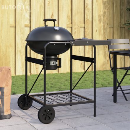 vidaXL Fekete Faszenes Grill Fiókkal és Tetővel 96x72x113 cm