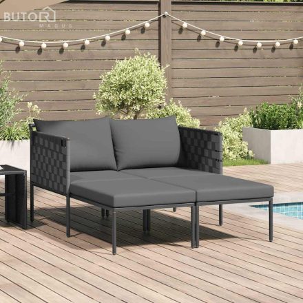 vidaXL Napozóágy párnákkal 2 főre Anthracit 115x153x69,5 cm Acél