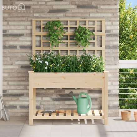 vidaXL Kerti Virágláda Trellis-szel és Polccal 115x59x152 cm Tömör Fenyő