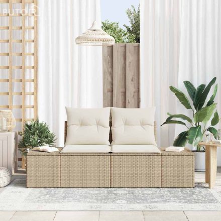 vidaXL Kerti kanapé párnával Bézs 123 x 62 x 69cm polirattan