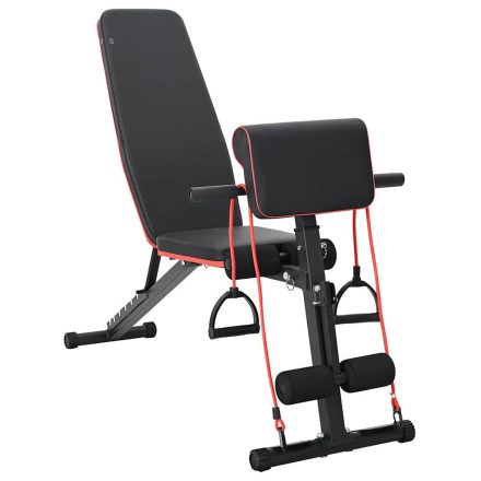 vidaXL Állítható súlyzópaddal ellenállás sávokkal 150 kg Fekete Acél