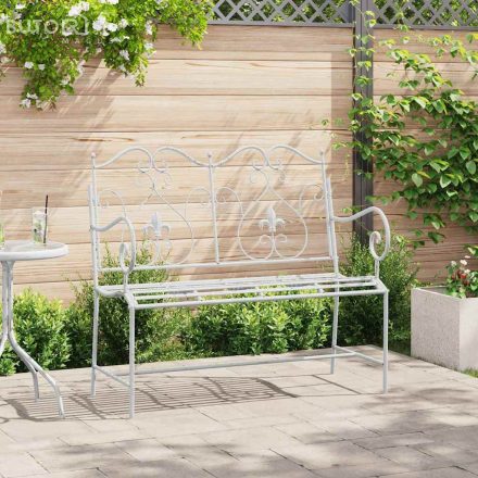 vidaXL Pad Fehér Fém 104 x 54 x 93 cm Tartós Kültéri Pad