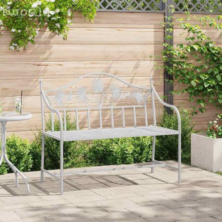 vidaXL Pad Fehér Fém 104 x 52.5 x 89 cm Hosszan Tartó Kültéri Pad