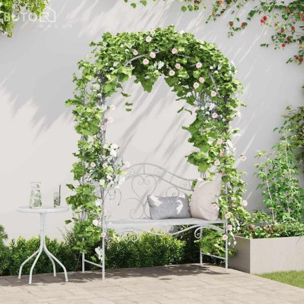 vidaXL Pad Fehér Fém 121 x 48 x 200 cm Dekoratív Betétek Kültéri Pad