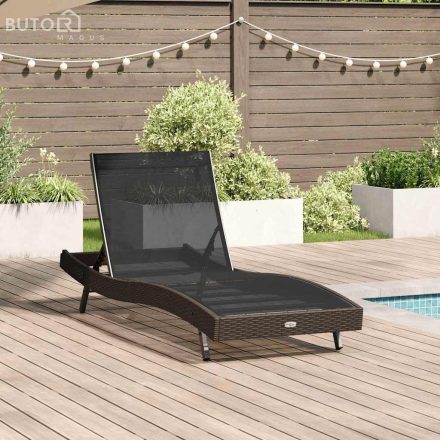 vidaXL Napozó 1-személy Barna 197 x 70 x 82 cm Poli rattan