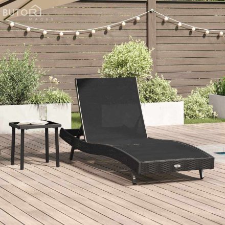 vidaXL Napozó párnával -személy 2 pcs Fekete 40 x 40 x 40.5 cm Poli rattan