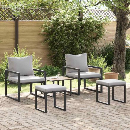vidaXL Kerti Kanapé Szett 4 pcs Fekete 61 x 72.5 x 71 cm Acél