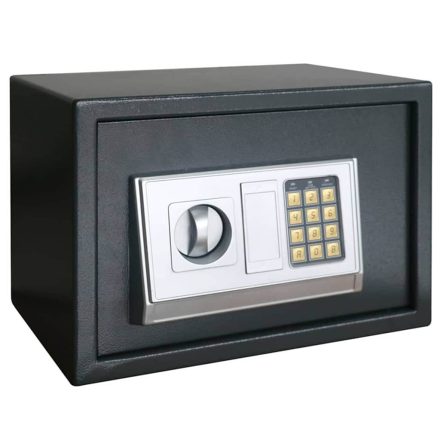 vidaXL Elektronikus Digitális Széf Polccal Sötétszürke 35 x 25 x 25 cm Acél