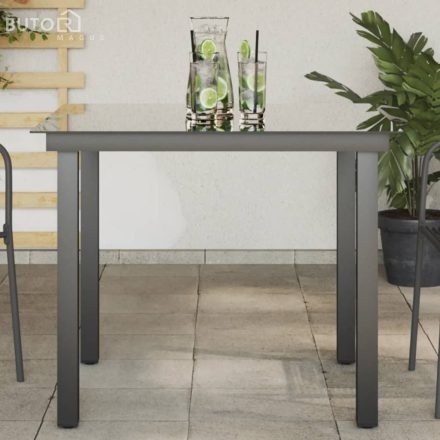 vidaXL fekete alumínium és üveg kerti asztal 80 x 80 x 74 cm