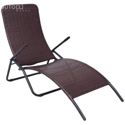 vidaXL barna összecsukható polyrattan napozóágy