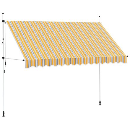 vidaXL kézzel feltekerhető napellenző kék-sárga csíkokkal 350 cm