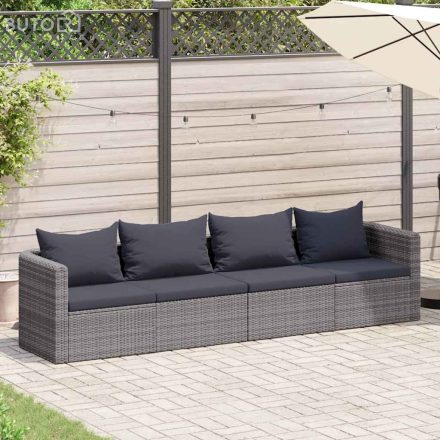vidaXL 4-részes szürke polyrattan kerti ülőgarnitúra párnákkal