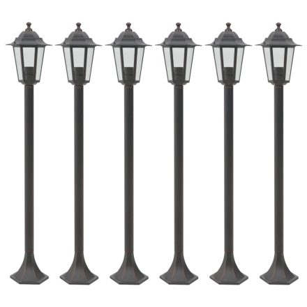 vidaXL 6 db bronzszínű alumínium kerti állólámpa, E27, 110 cm