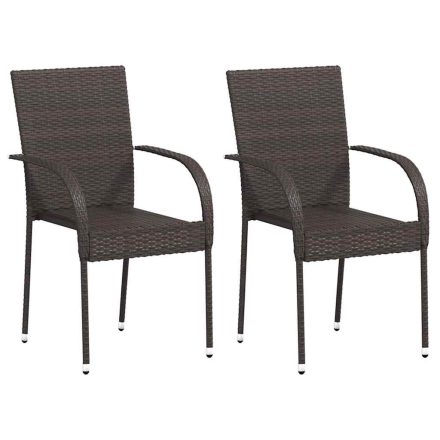 vidaXL 2 db barna polyrattan rakásolható kültéri szék