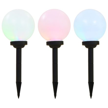 vidaXL 3 db napelemes kültéri LED gömblámpa, 20 cm RGB