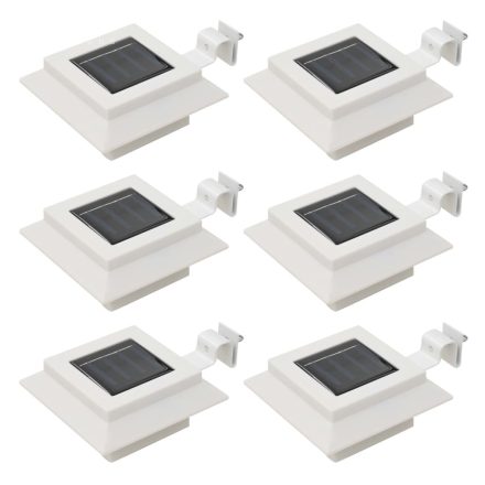 vidaXL 6 db négyszögletes fehér kültéri napelemes LED lámpa, 12 cm