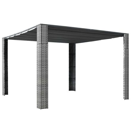 vidaXL szürke és antracit polyrattan pavilon tetővel 300x300x220 cm