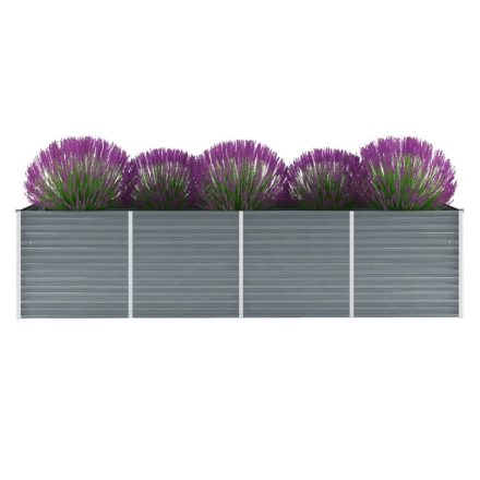 vidaXL szürke horganyzott acél kerti magaságyás 320 x 80 x 77 cm 