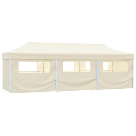 vidaXL krémszínű összecsukható rendezvénysátor 8 oldalfallal 870x291x315 cm