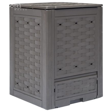 vidaXL barna műanyag rattan kerti komposztáló 60 x 60 x 83 cm 300 L