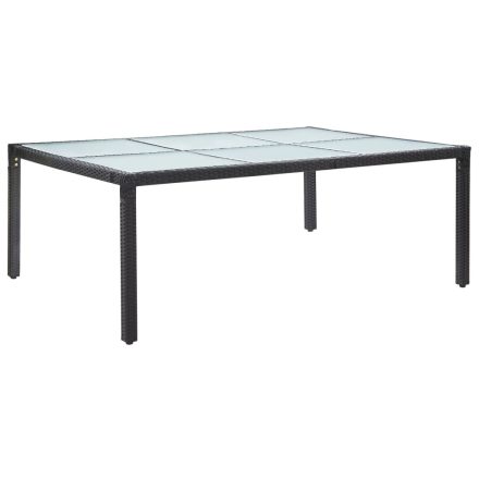 vidaXL fekete polyrattan kültéri étkezőasztal 200 x 150 x 74 cm