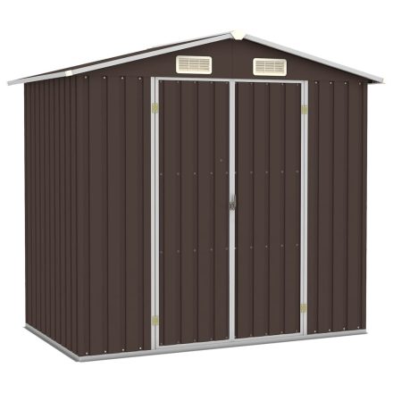 vidaXL barna horganyzott acél kerti fészer 205 x 129 x 183 cm 